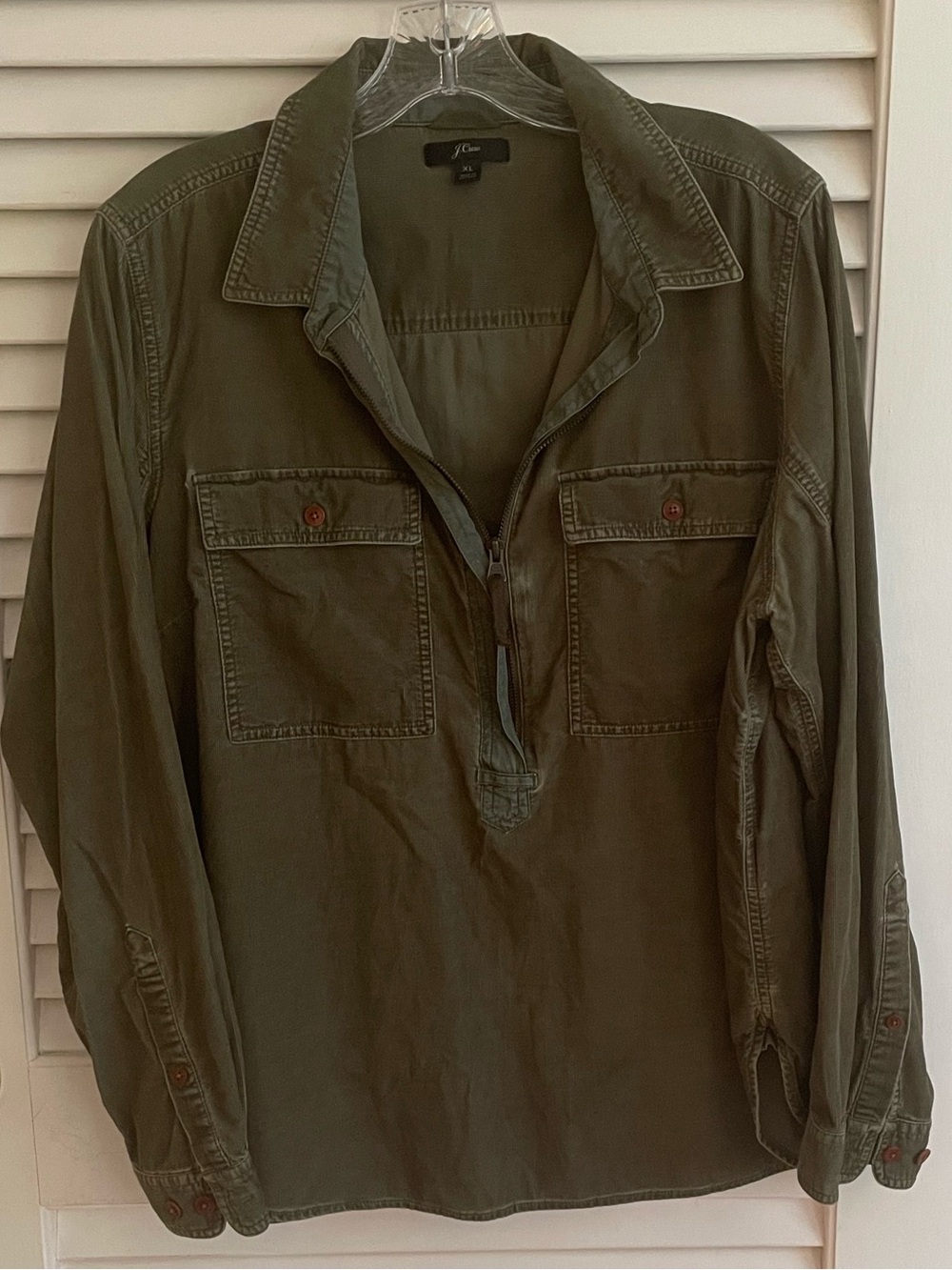 J. Crew Olive Green Button-Front Military Shirt